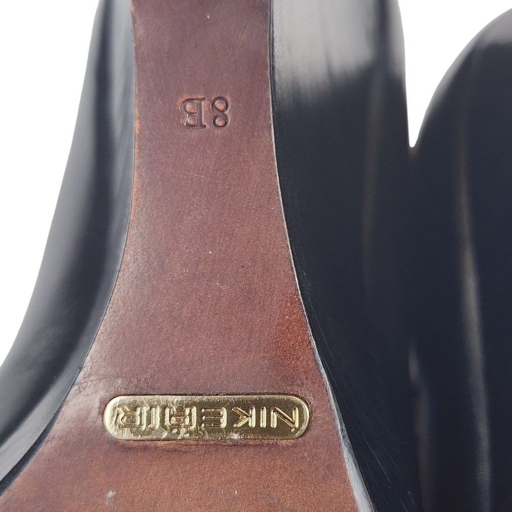 Cole Haan Leather Peep Toe Mary Jane Wedge Heels Womens 8 Black Office Business - Picture 9 of 10